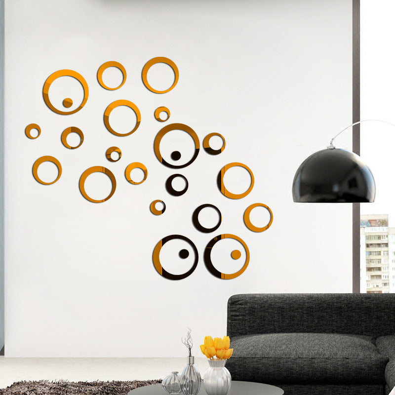 Acrylic Ring Mirror Wall Decor - Golden/Silver